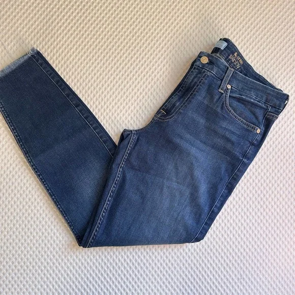 7 For All Mankind B(air) High Waist Ankle Skinny Jeans 32 14 Raw Hem Duchess - Picture 2 of 7